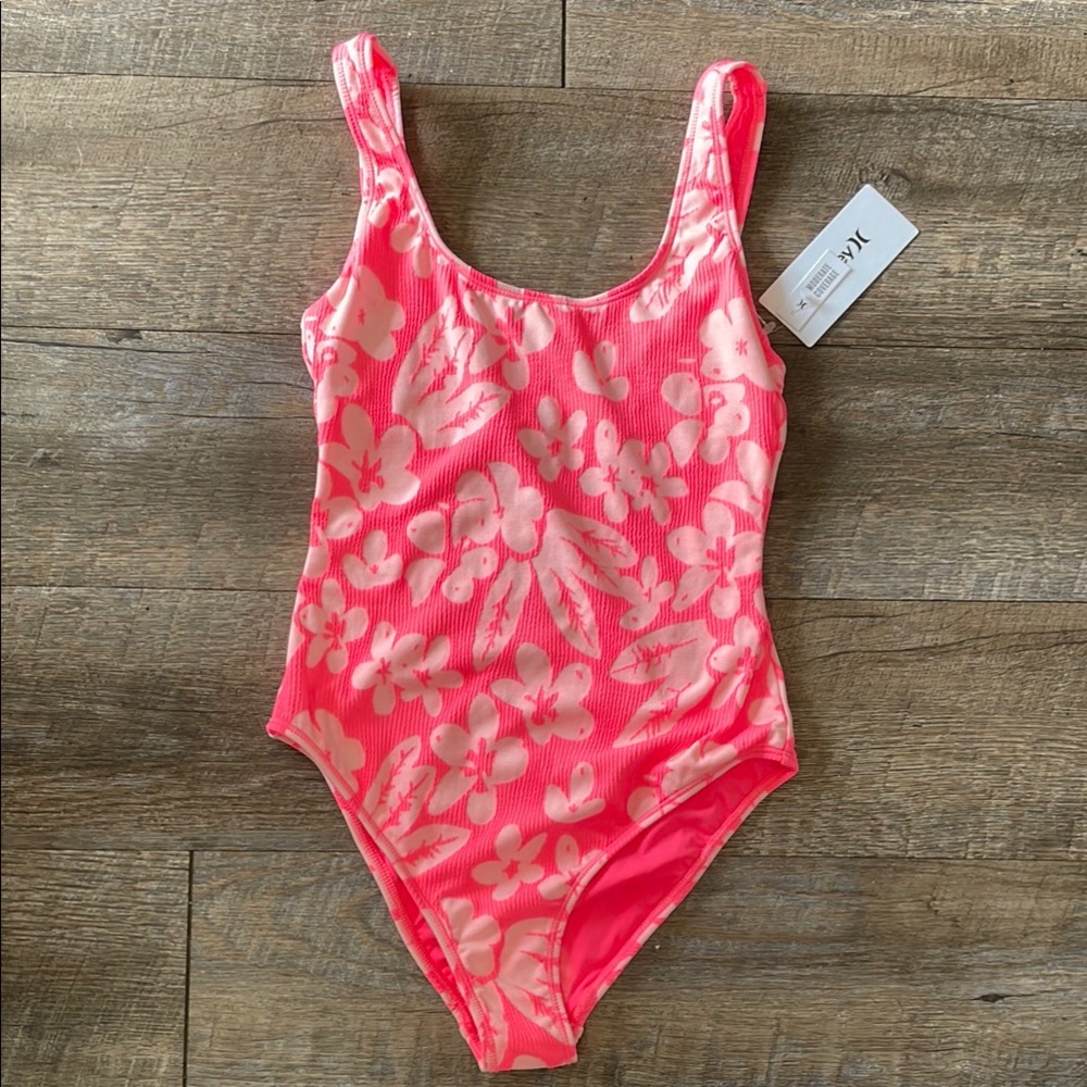 NWT Hurley flower scrunch mod one piece swimsuit